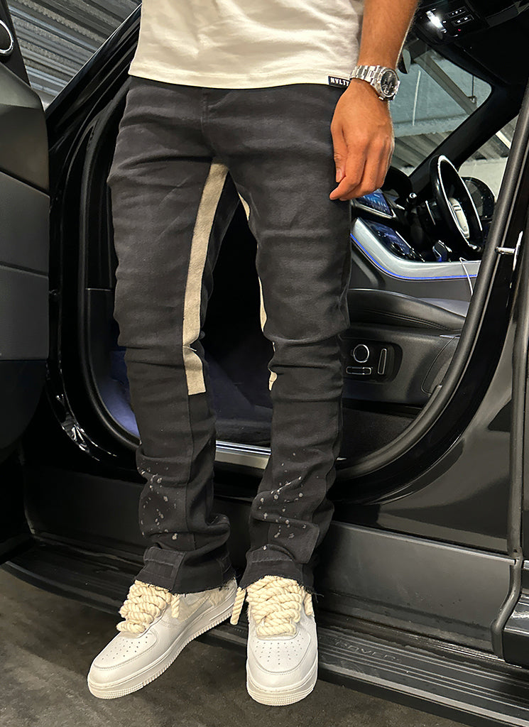 Jean évasé vintage peint - Noir