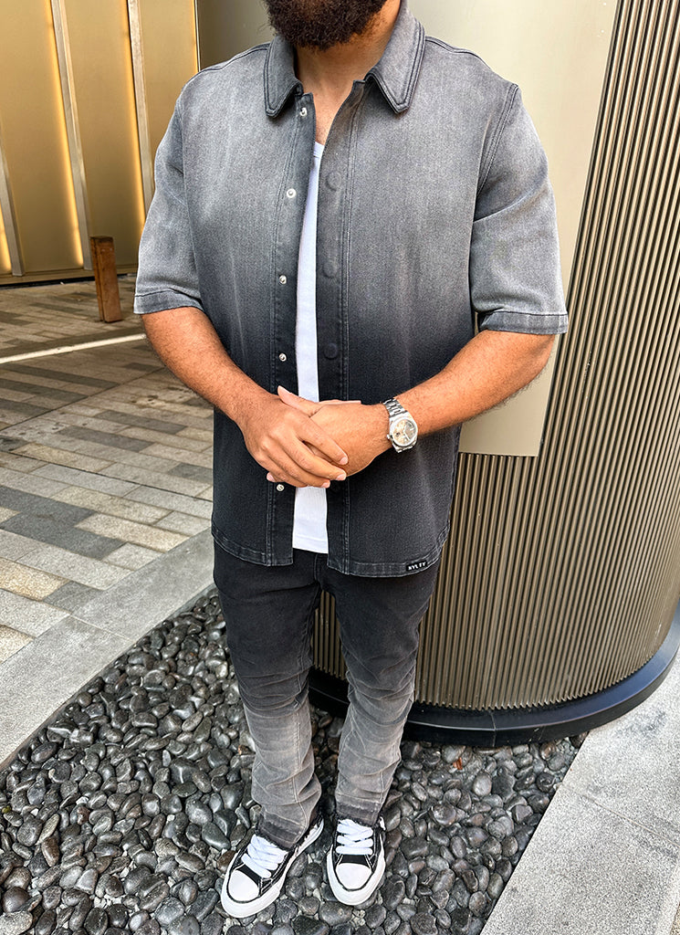 Vintage Deep Fade Denim Shirt - Black