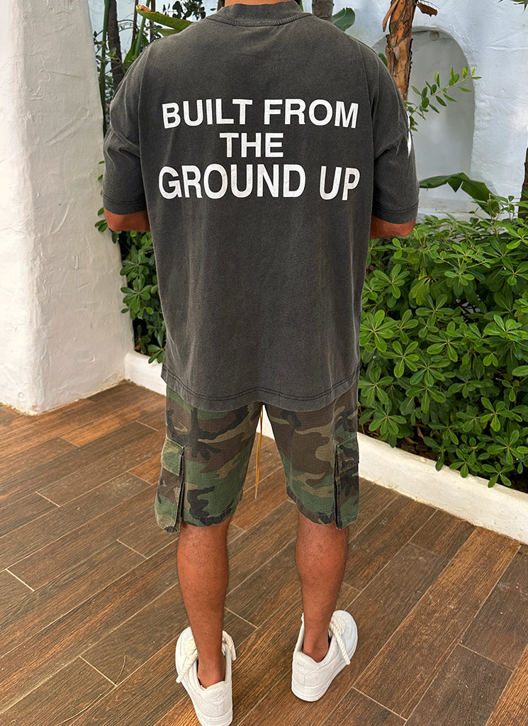 T-shirt « Construit à partir de zéro » - Noir délavé
