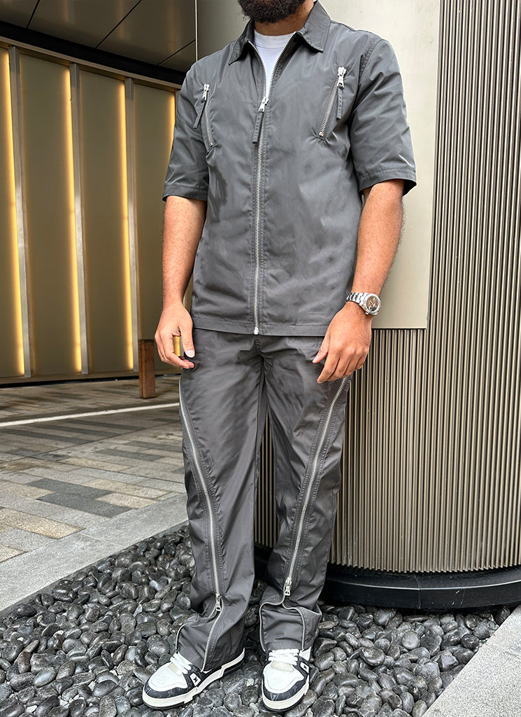 Chemise zippée en nylon - Gris