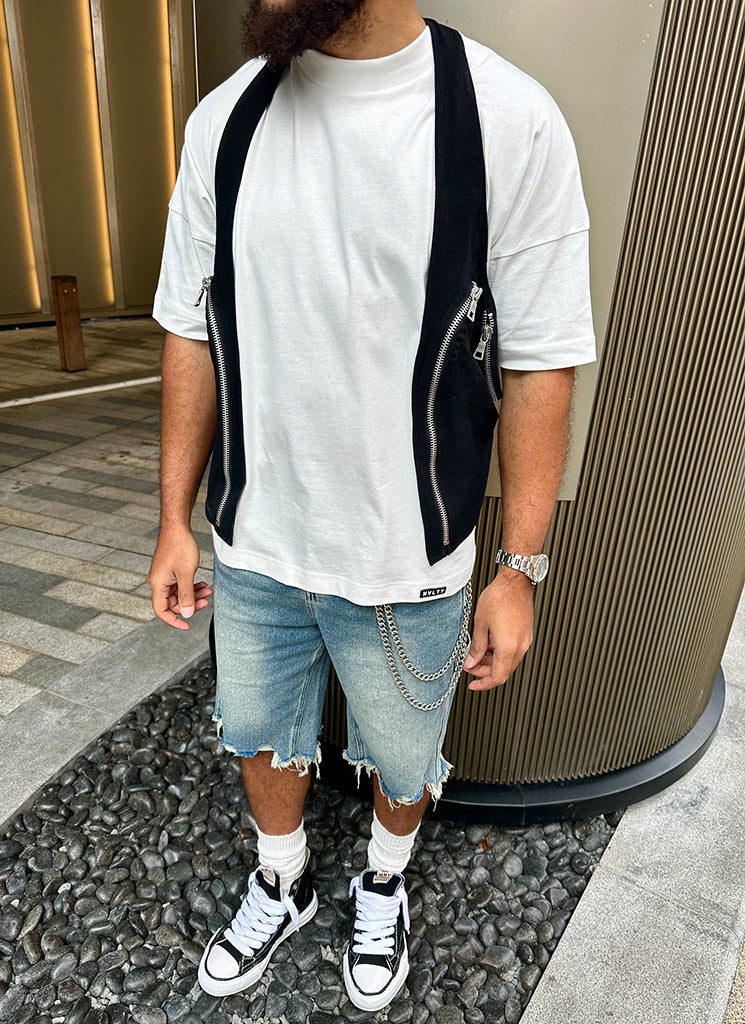 Vintage Jeansshorts mit ungesäumtem Saum - Blau