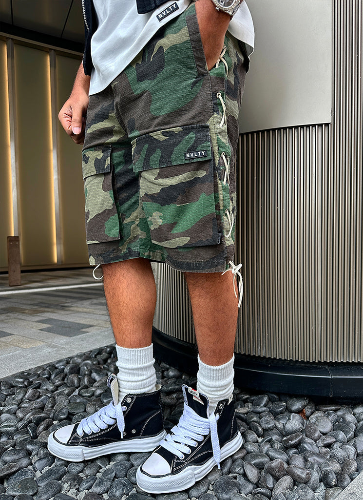 Short cargo vintage en dentelle - Camouflage