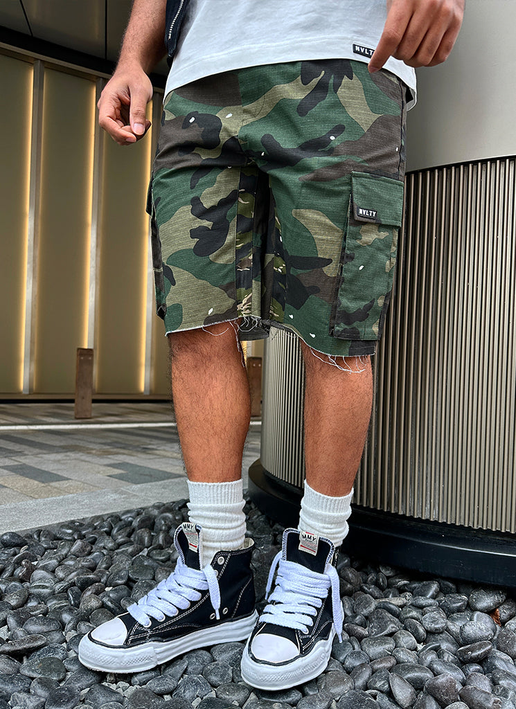Vintage Flare Cargo Shorts - Tarnfarbe