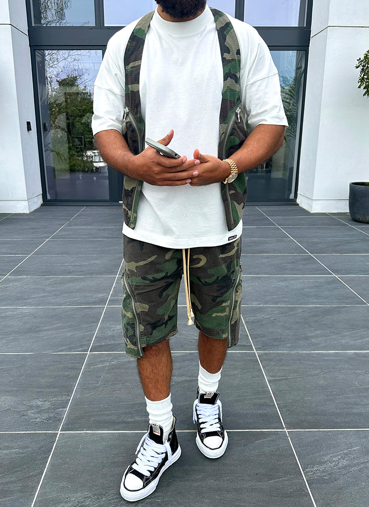 Short cargo zippé vintage - Camouflage
