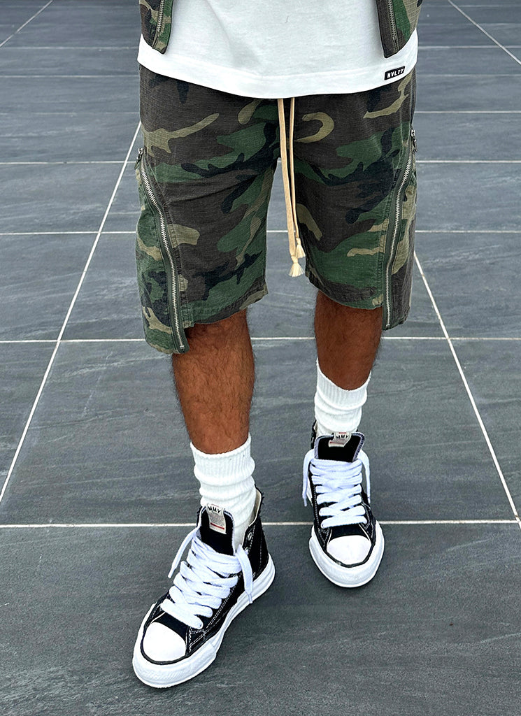 Short cargo zippé vintage - Camouflage