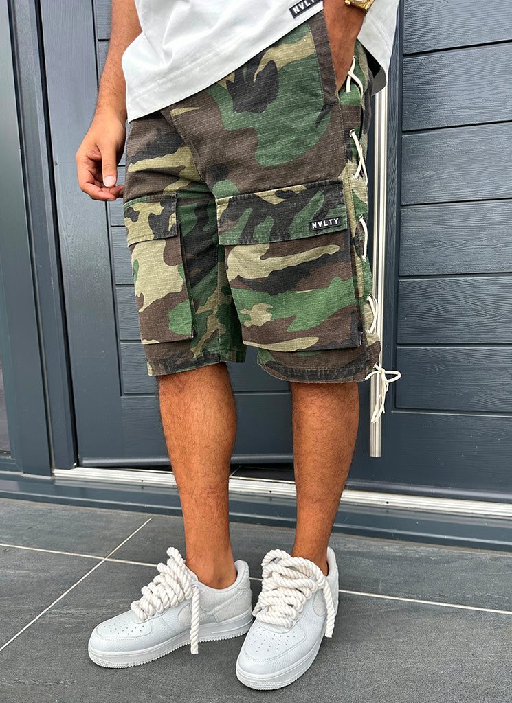 Short cargo vintage en dentelle - Camouflage