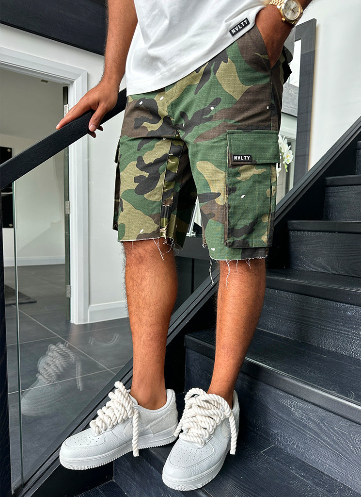Vintage Flare Cargo Shorts - Tarnfarbe