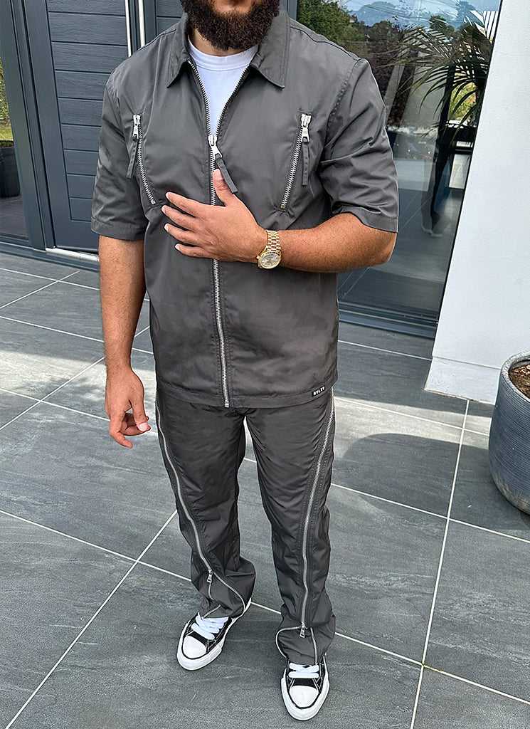 Chemise zippée en nylon - Gris