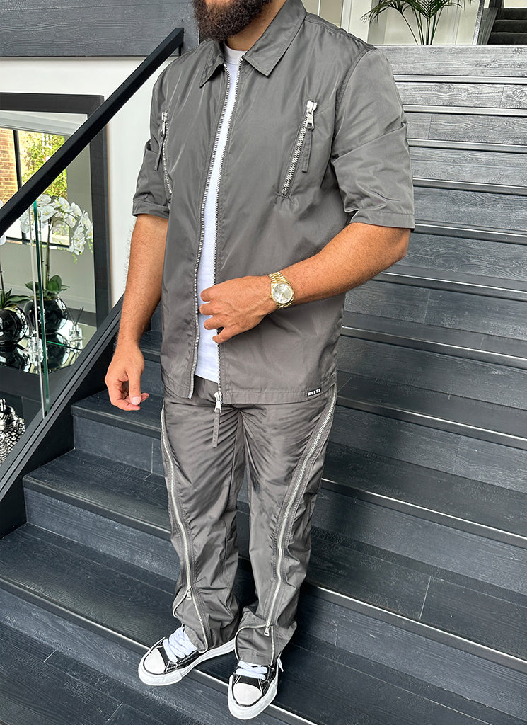 Chemise zippée en nylon - Gris