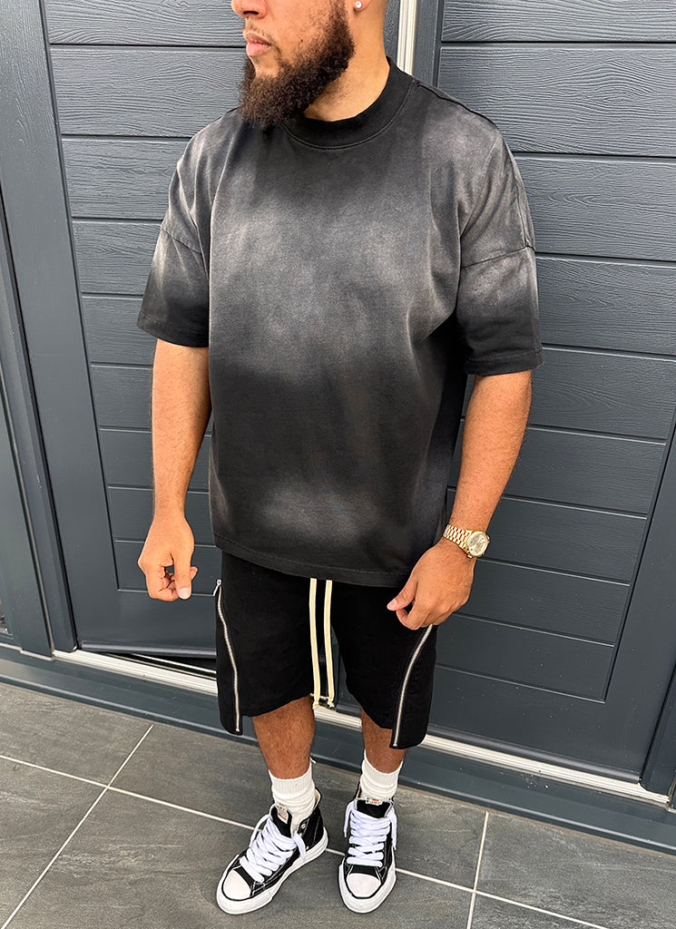 Short cargo vintage à fermeture éclair - Noir