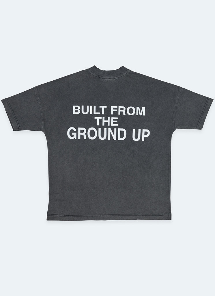 T-shirt « Construit à partir de zéro » - Noir délavé