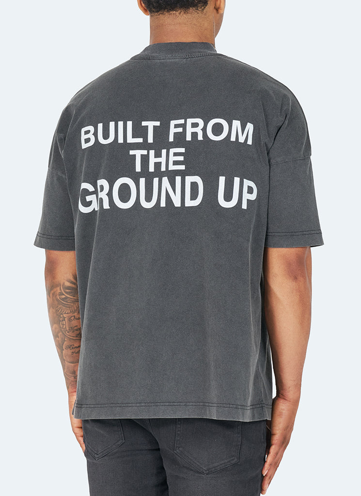 T-shirt « Construit à partir de zéro » - Noir délavé