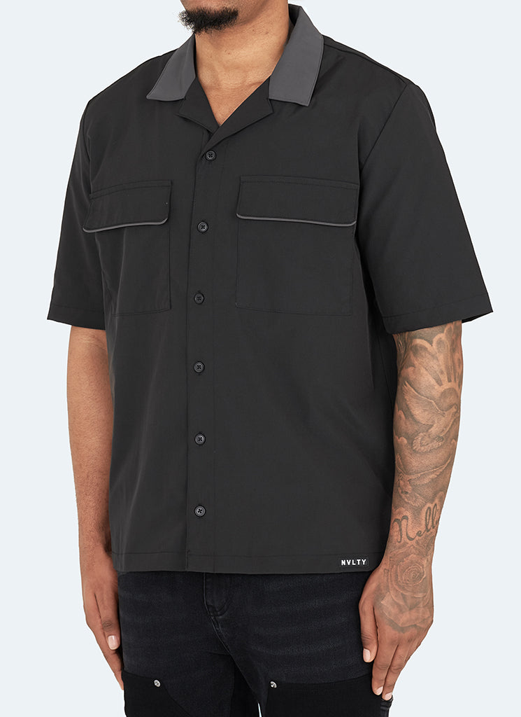 Chemise contrastée - Noir/Gris