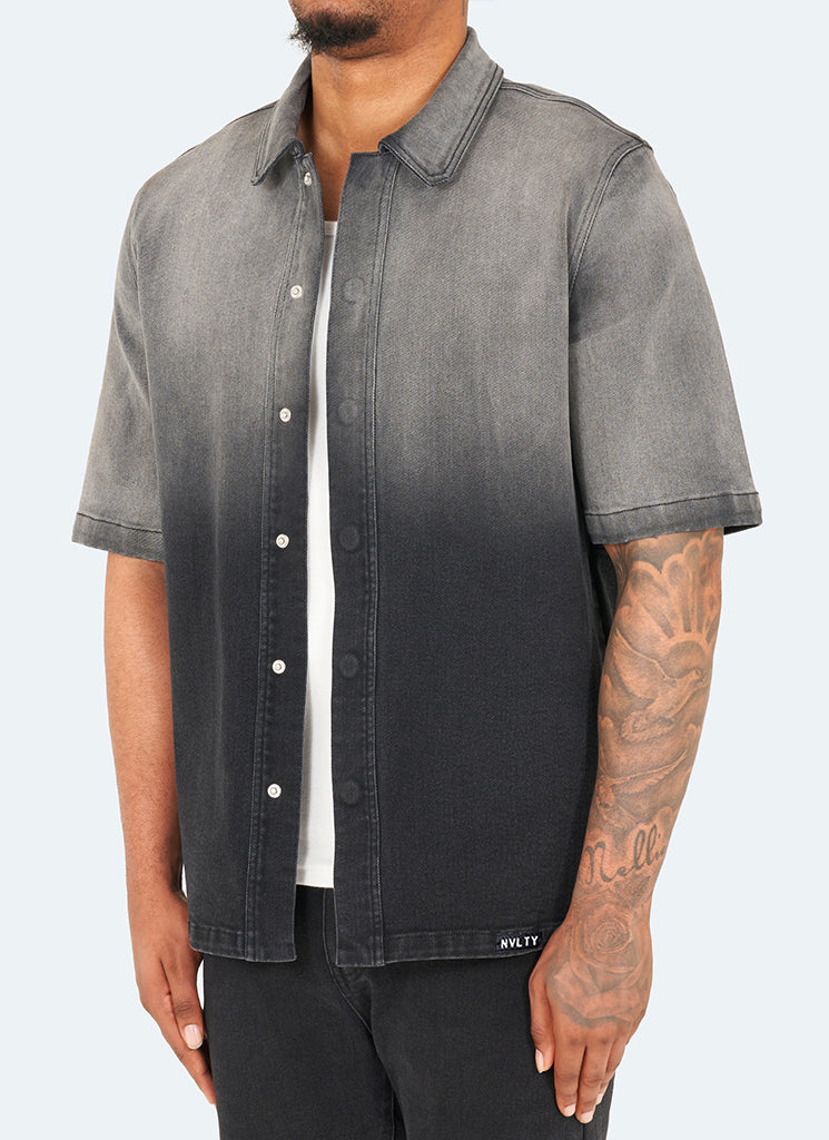 Chemise en jean vintage délavée - Noir