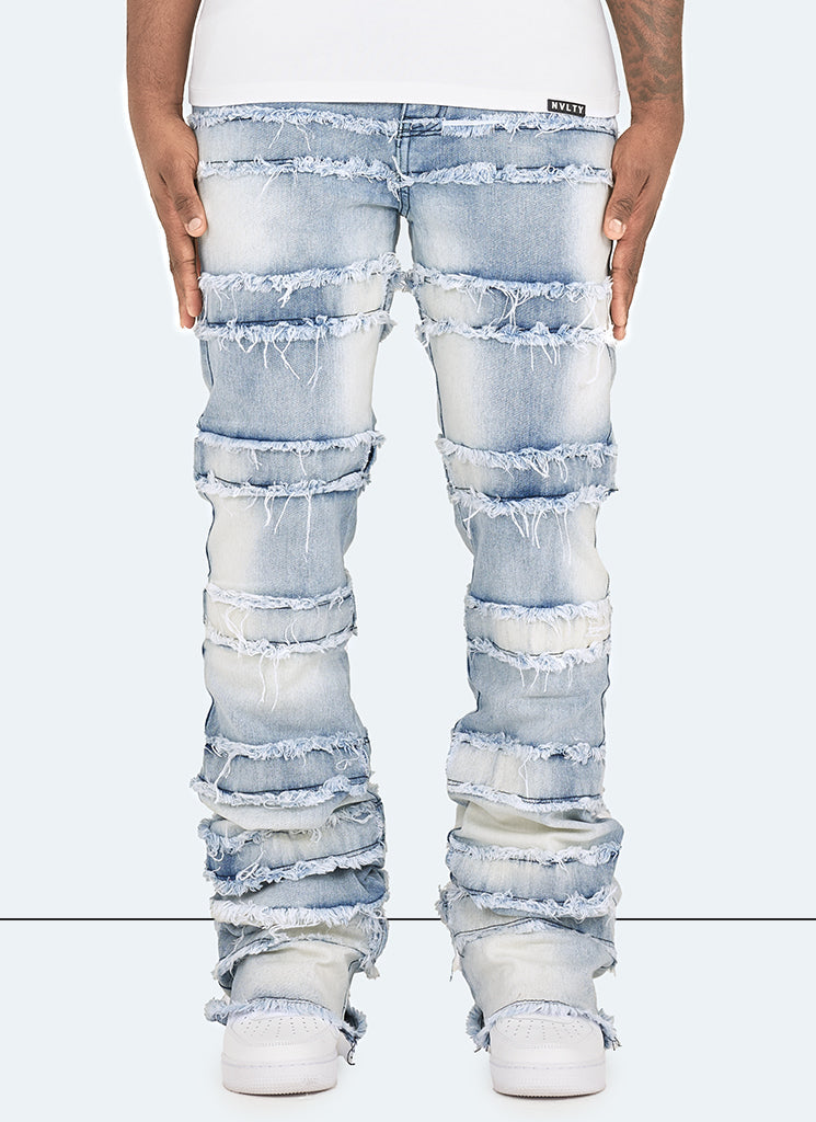 Jean évasé vintage à fils - Bleu