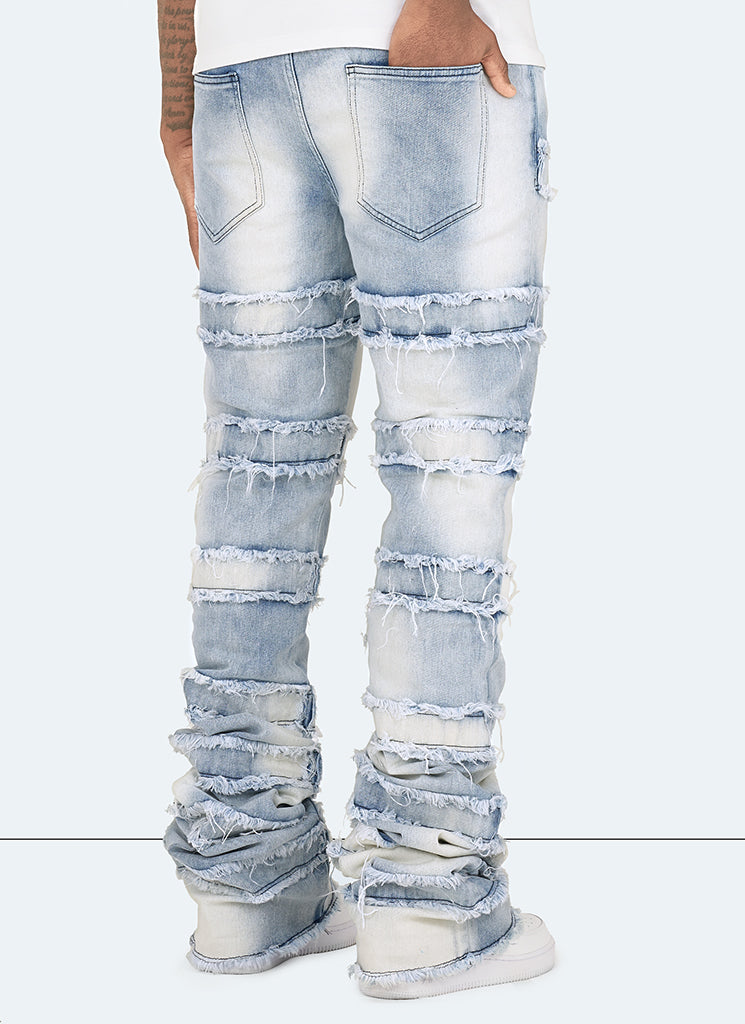 Jean évasé vintage à fils - Bleu