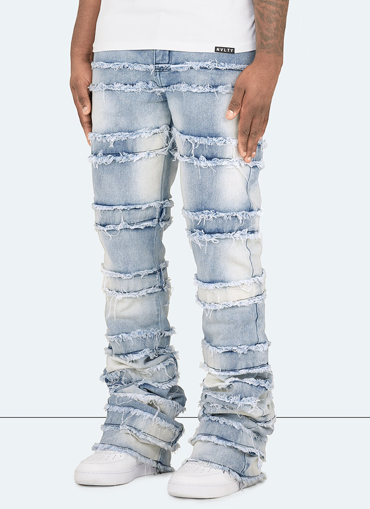 Jean évasé vintage à fils - Bleu