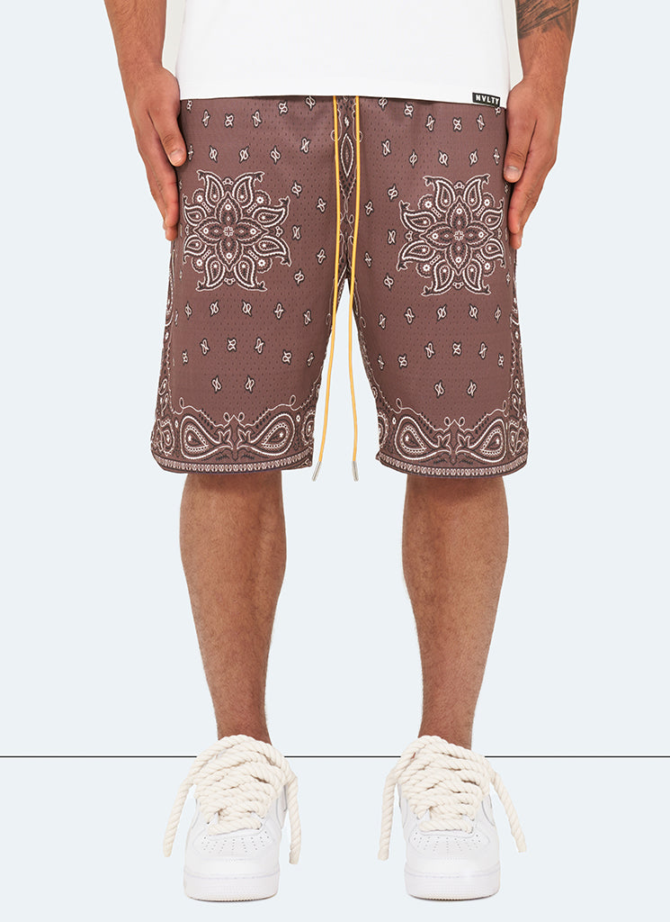 Short à motif cachemire - Marron