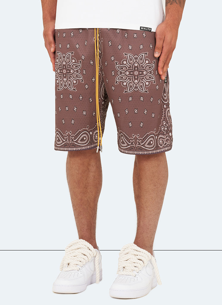 Short à motif cachemire - Marron