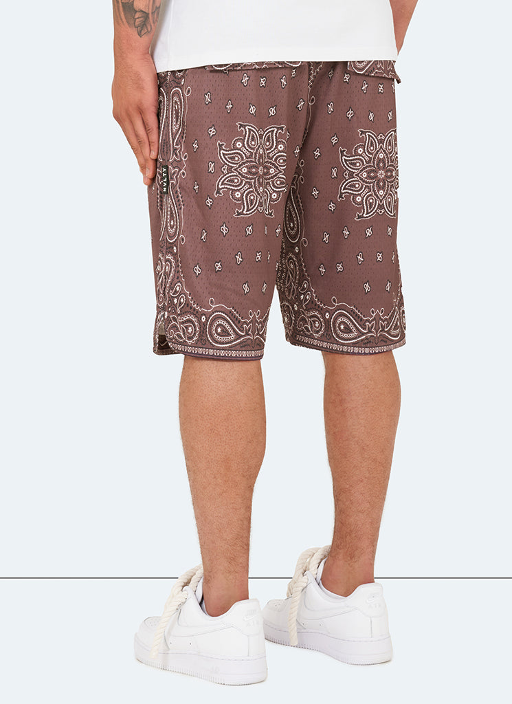Short à motif cachemire - Marron