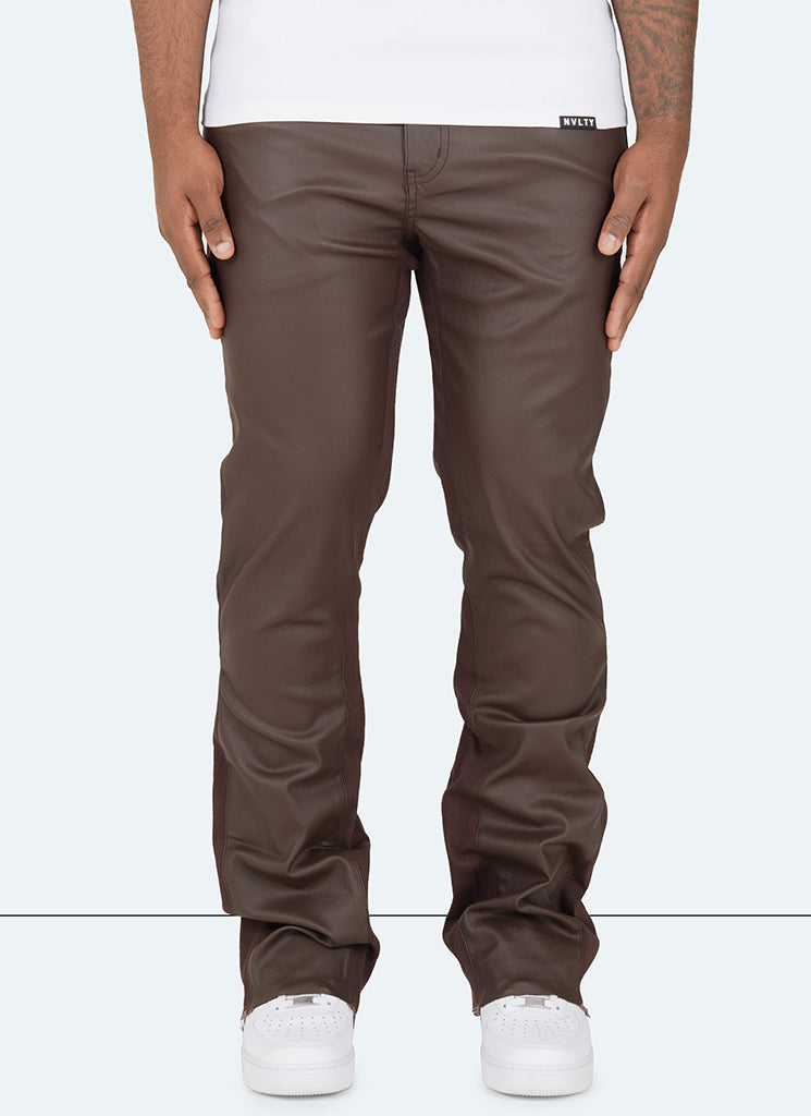 Jean évasé vintage en wax - Marron
