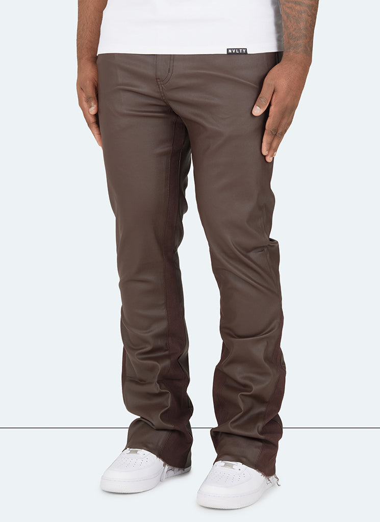 Jean évasé vintage en wax - Marron
