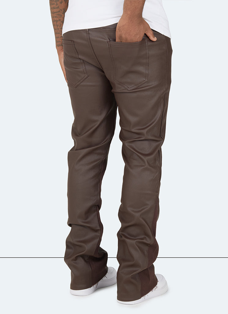 Jean évasé vintage en wax - Marron