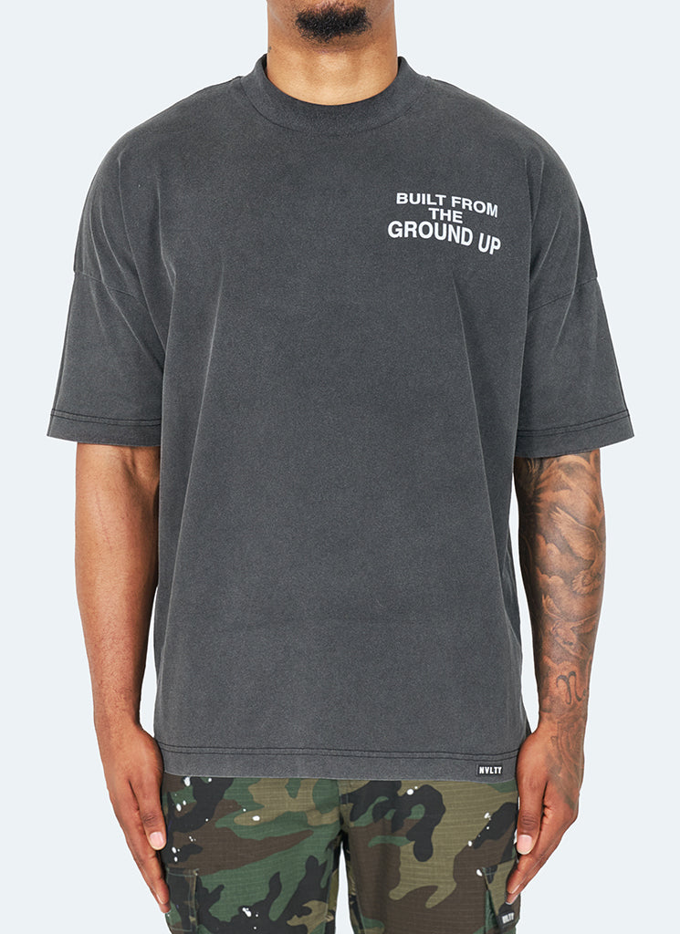 T-shirt « Construit à partir de zéro » - Noir délavé