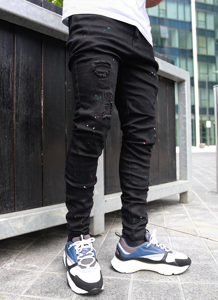 Jean Patchwork Paint - Noir