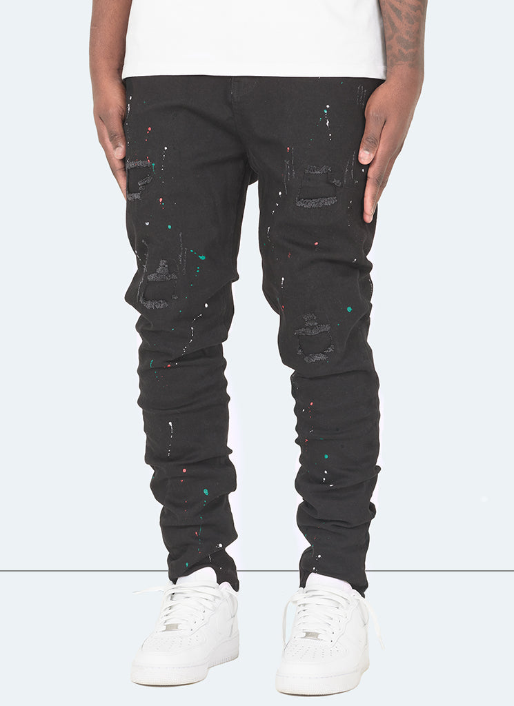 Jean Patchwork Paint - Noir