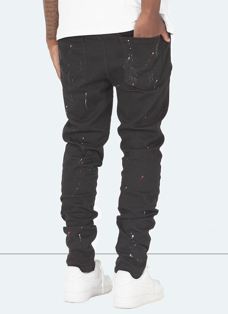 Jean Patchwork Paint - Noir