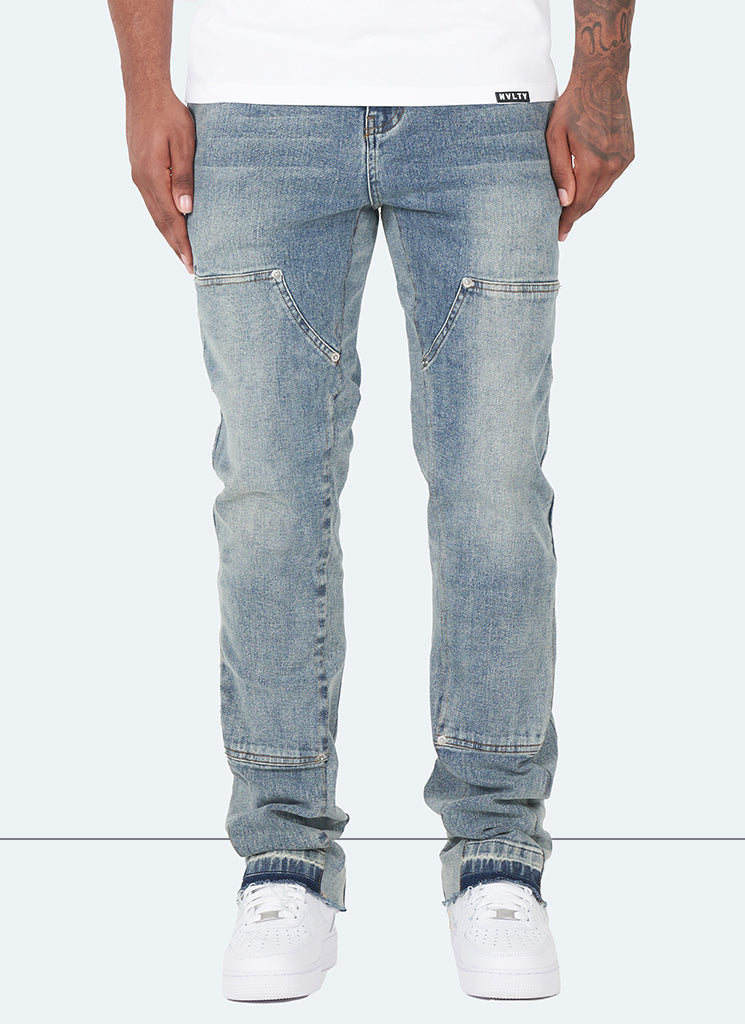Jean évasé vintage de charpentier - Bleu