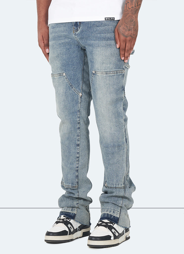 Jean évasé vintage de charpentier - Bleu