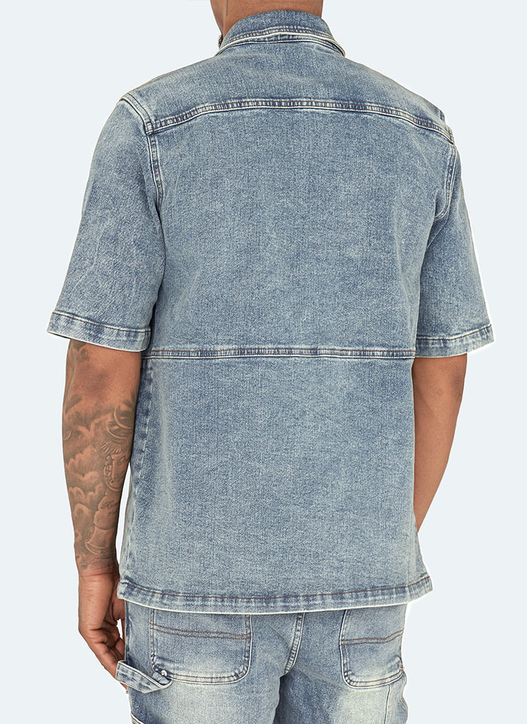 Chemise en jean vintage de charpentier - Bleu