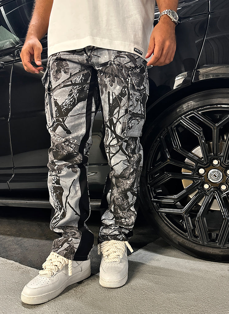 Pantalon cargo vintage Flare - Camouflage Black Tree