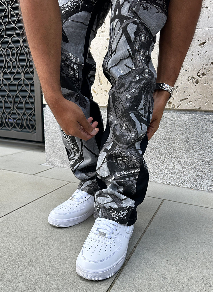 Pantalon cargo vintage Flare - Camouflage Black Tree