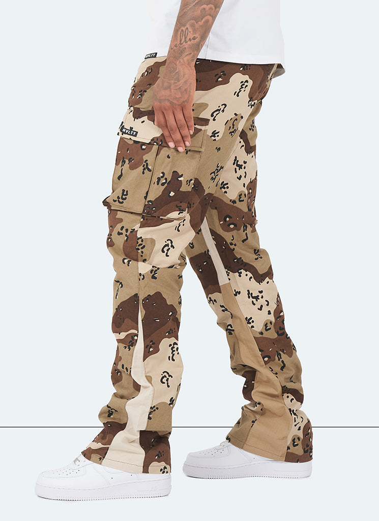 Vintage Flare Cargohose – Wüstentarn