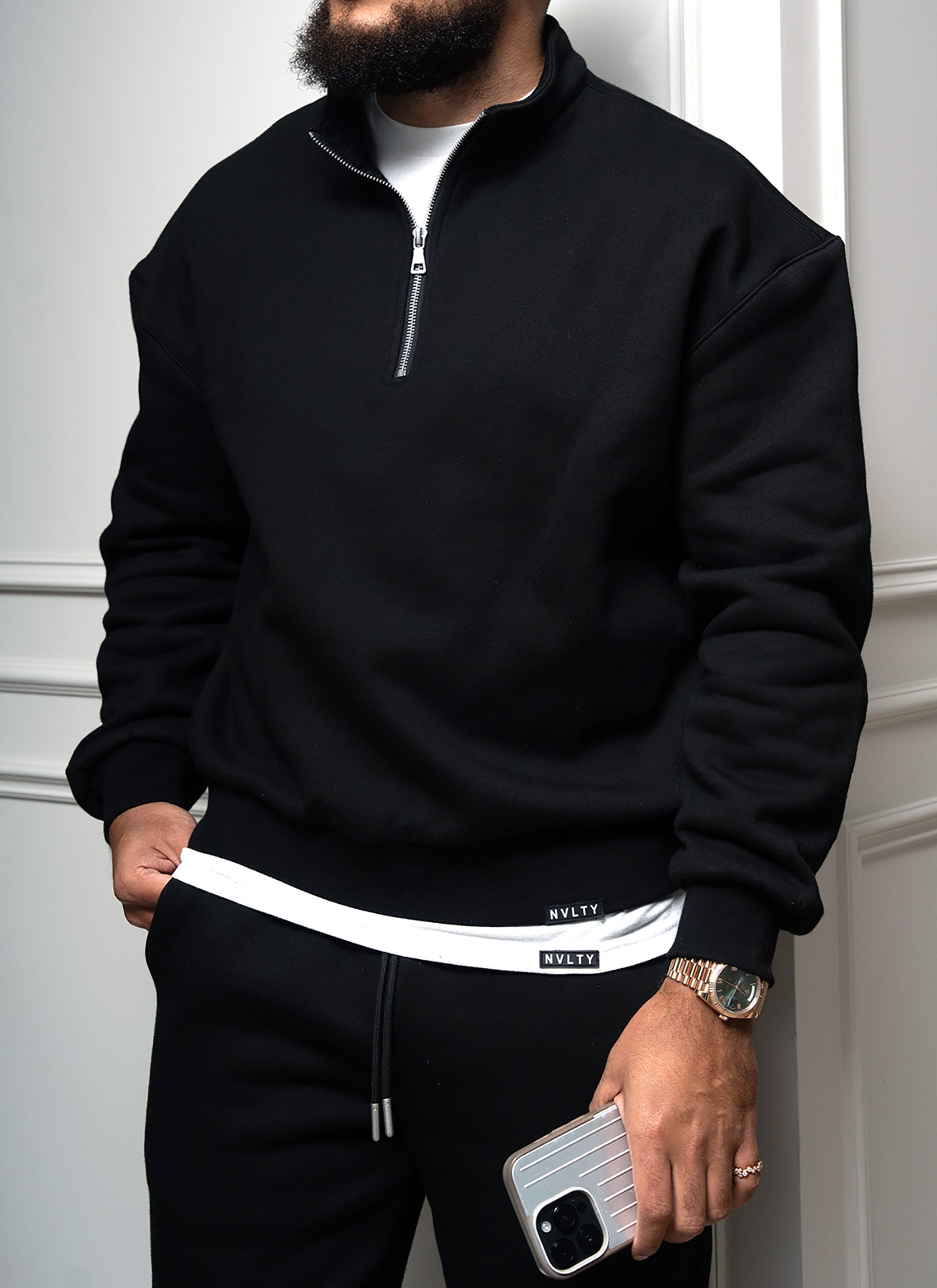 Heavyweight Luxe Quarter Zip - Black