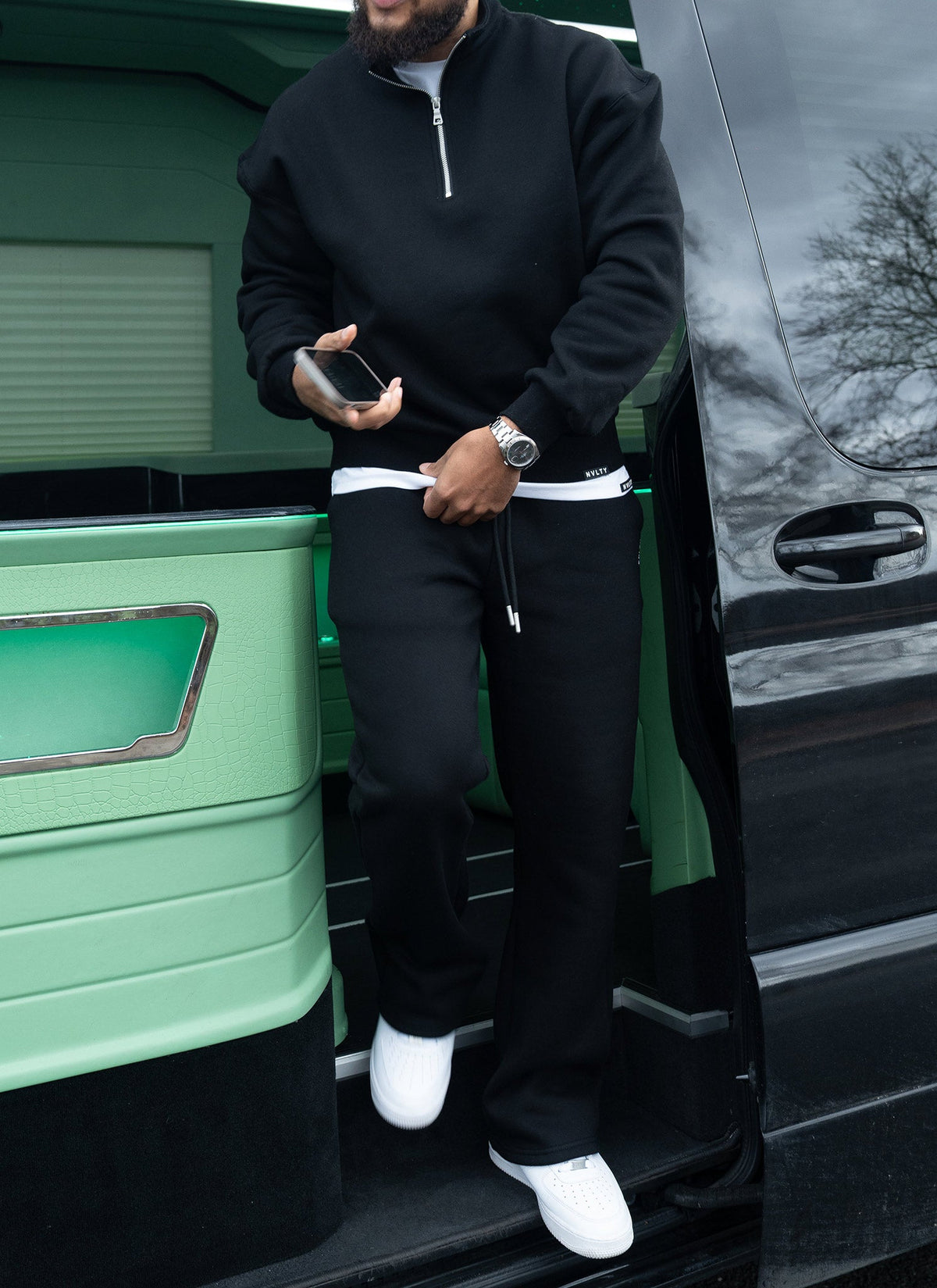 Heavyweight Luxe Flare Joggers - Black