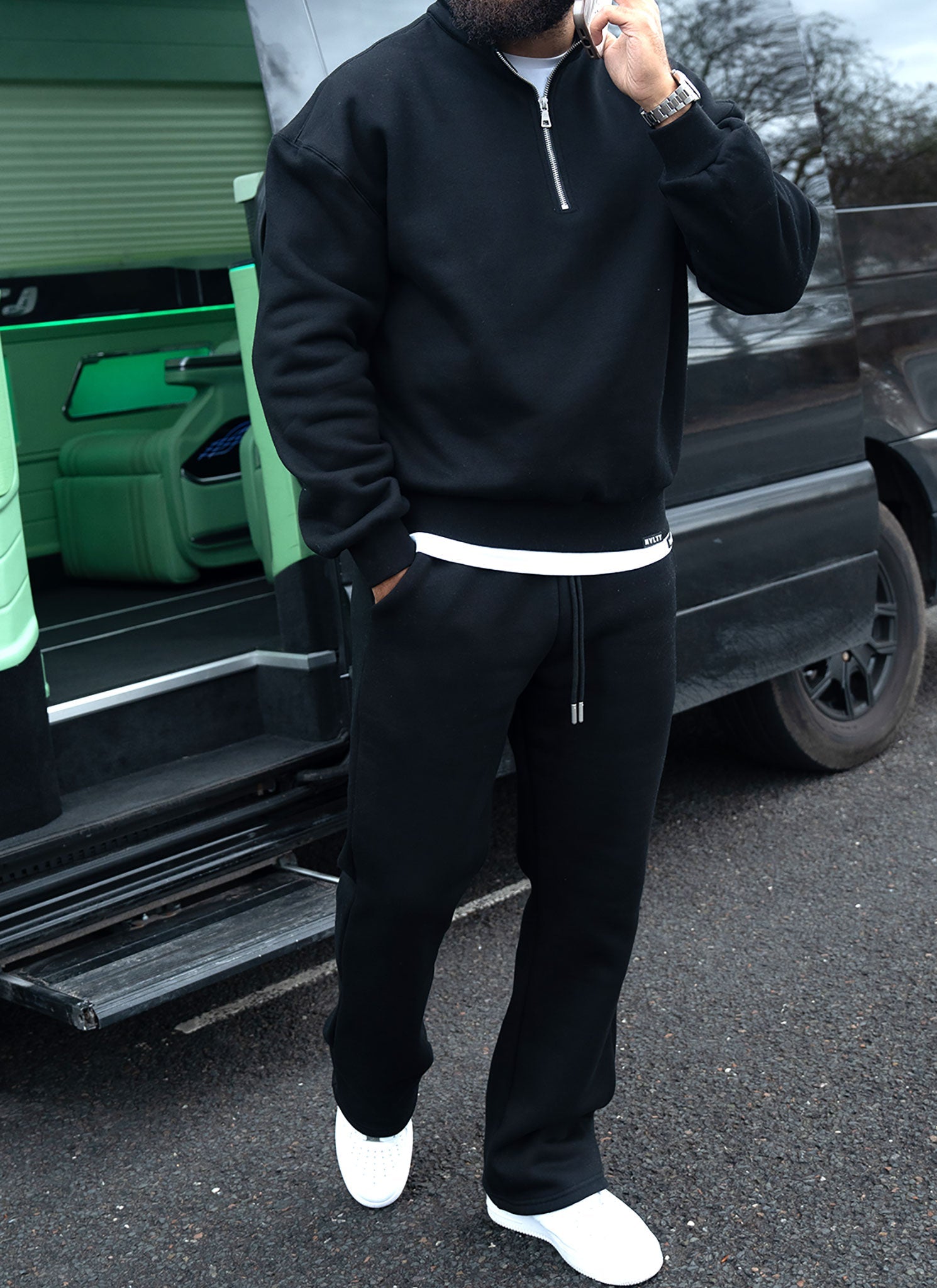 Heavyweight Luxe Flare Joggers - Black