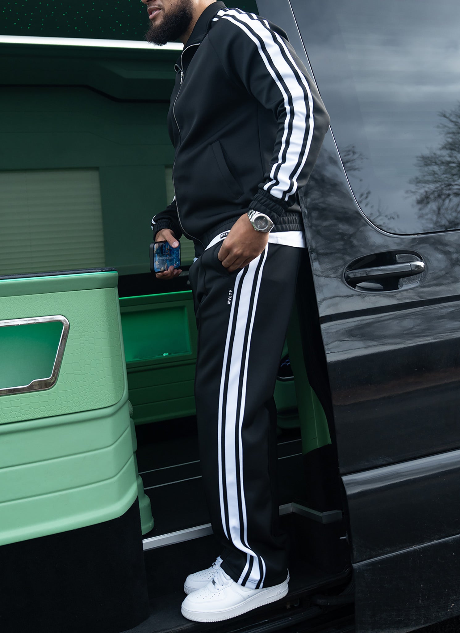 Panelled Luxe Track Pants - Black