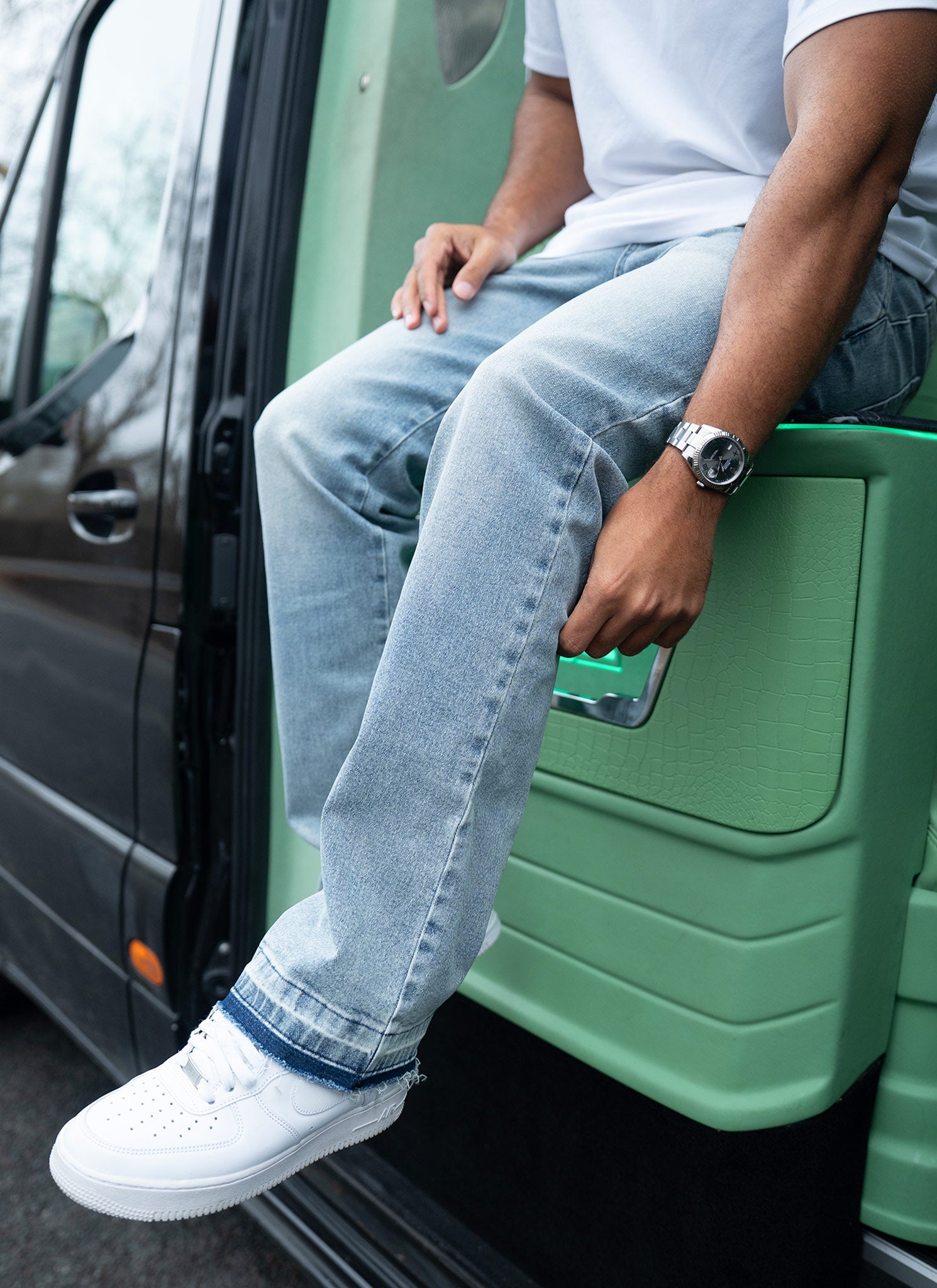 Vintage Raw Hem Jeans - Blue