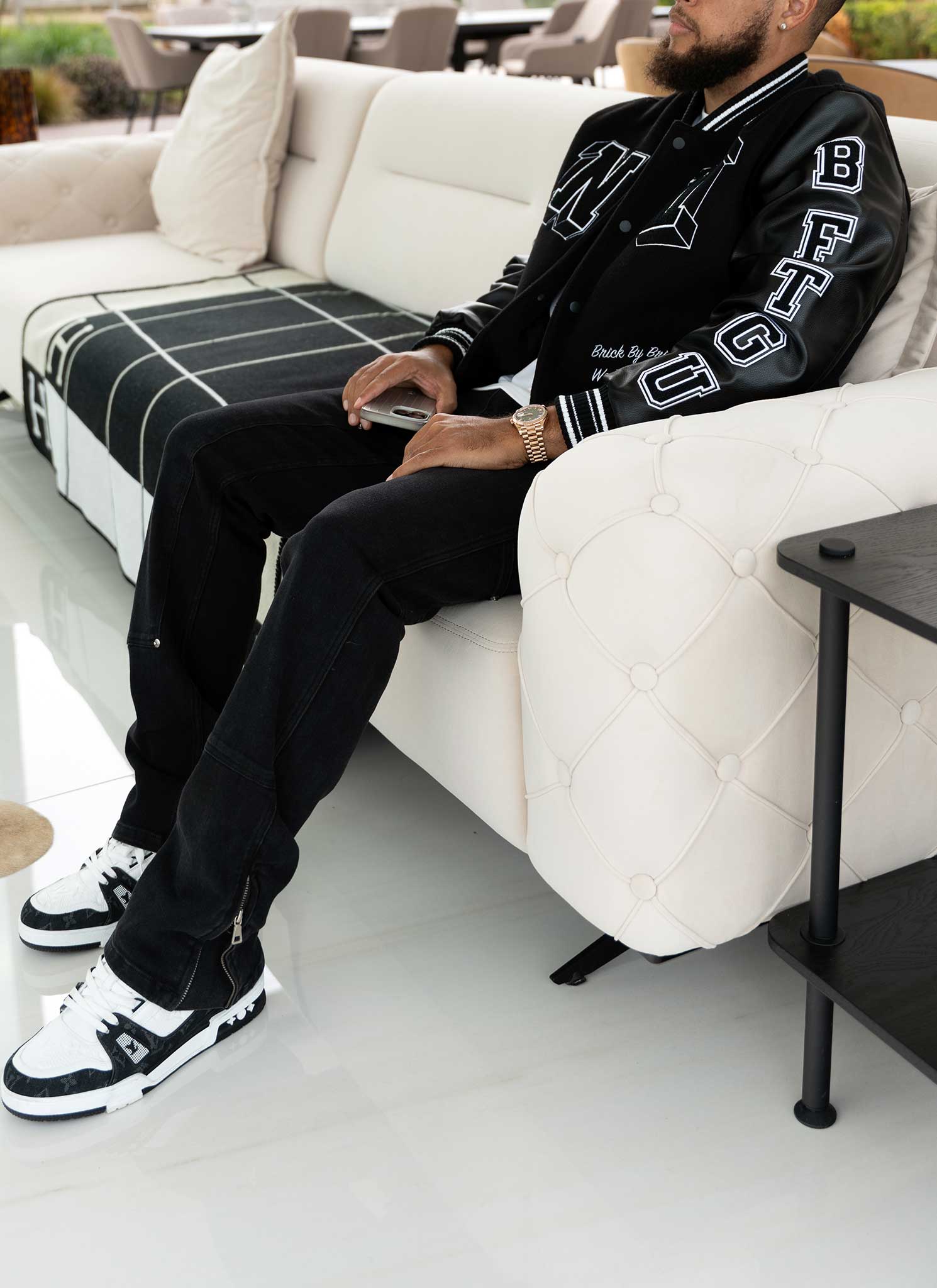 Built From The Ground Up Varsity Jacket - Black