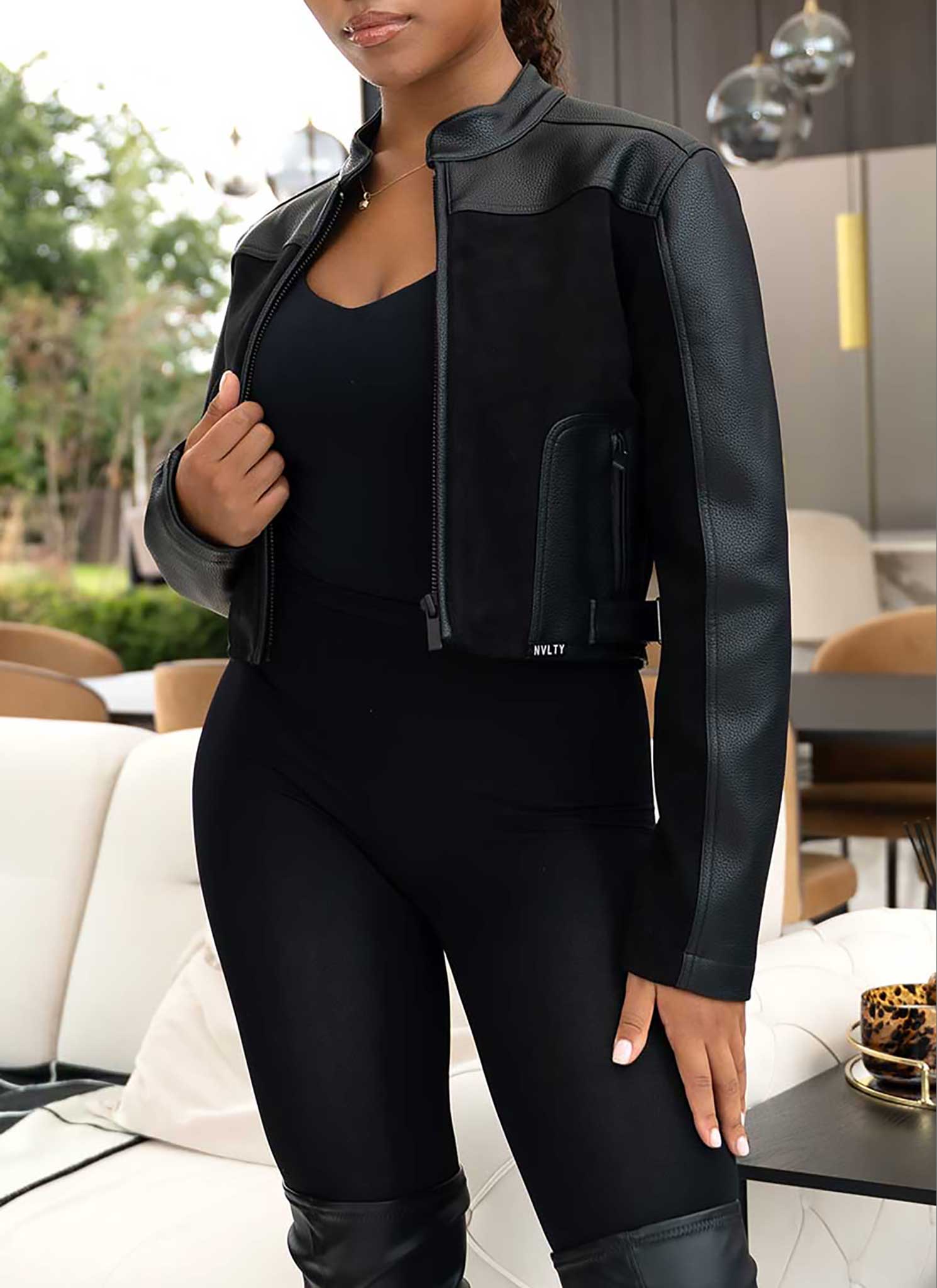 Moto Biker Jacket - Black