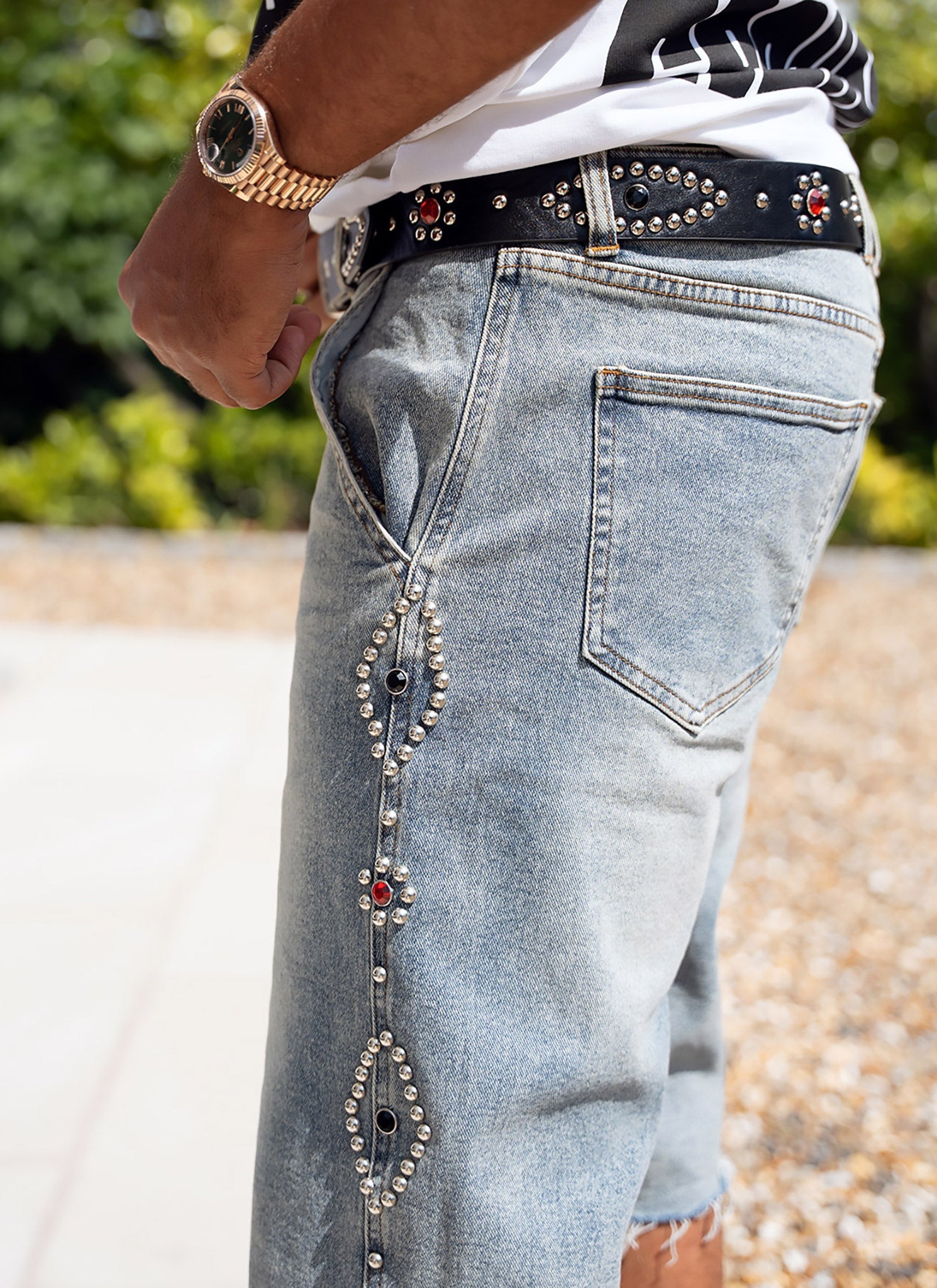 Vintage-Gürtel mit Nieten - Schwarz