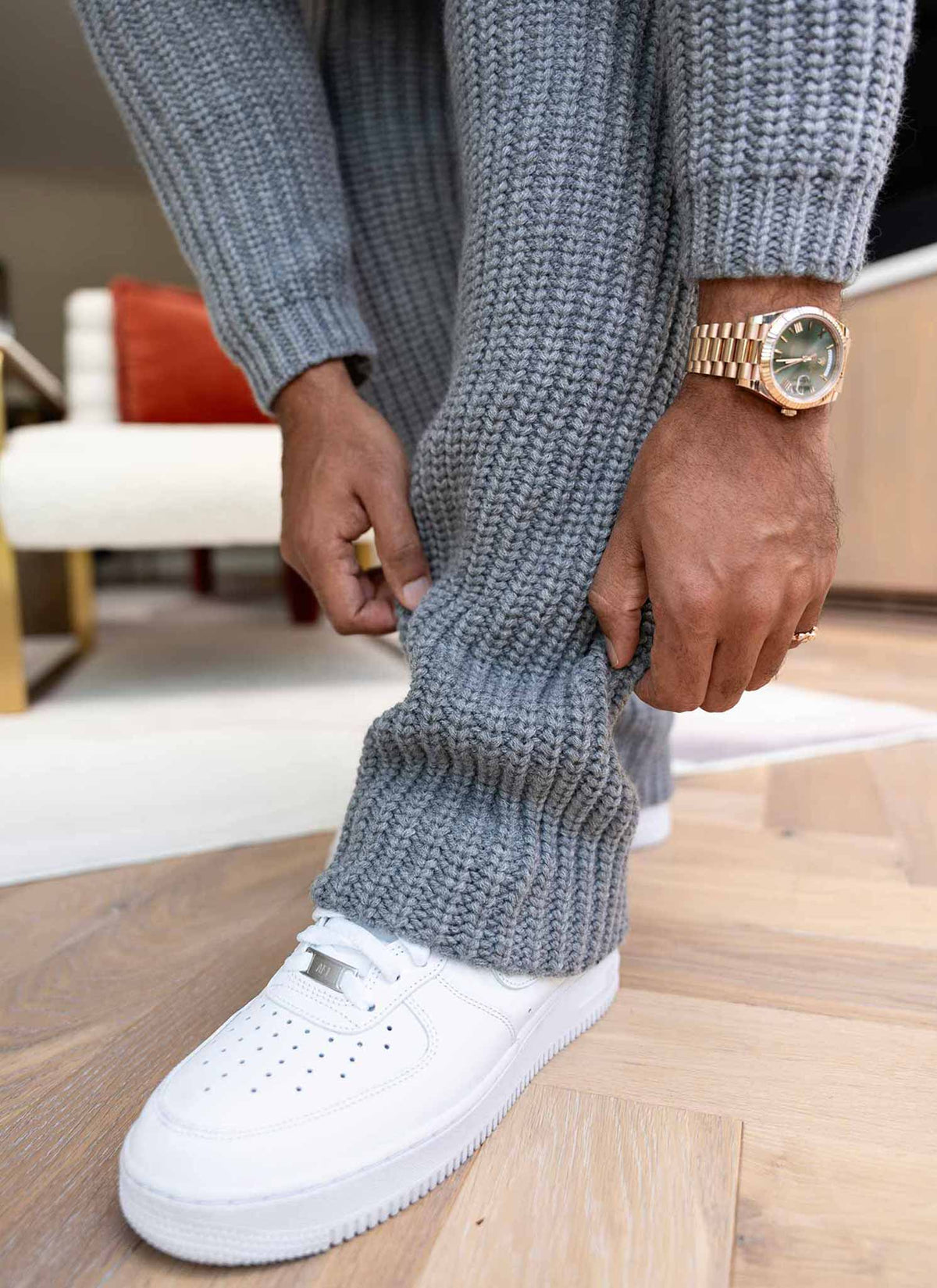 Heavyweight Knitted Joggers - Grey