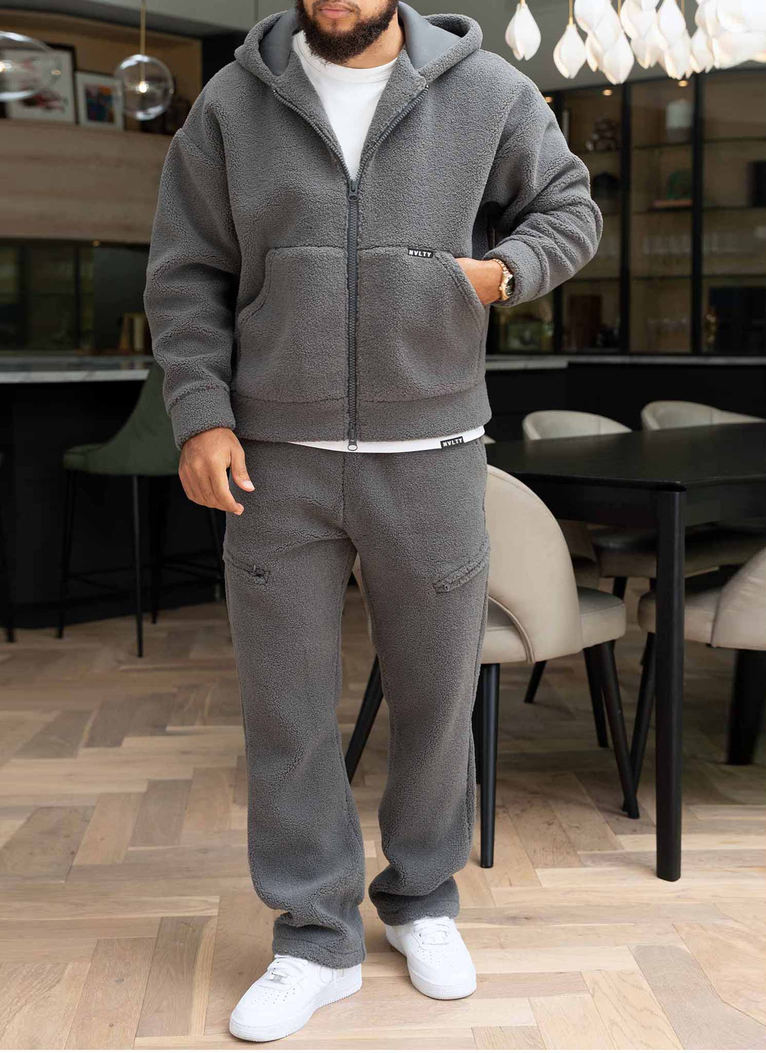 Sherpa Zip Joggers - Grey