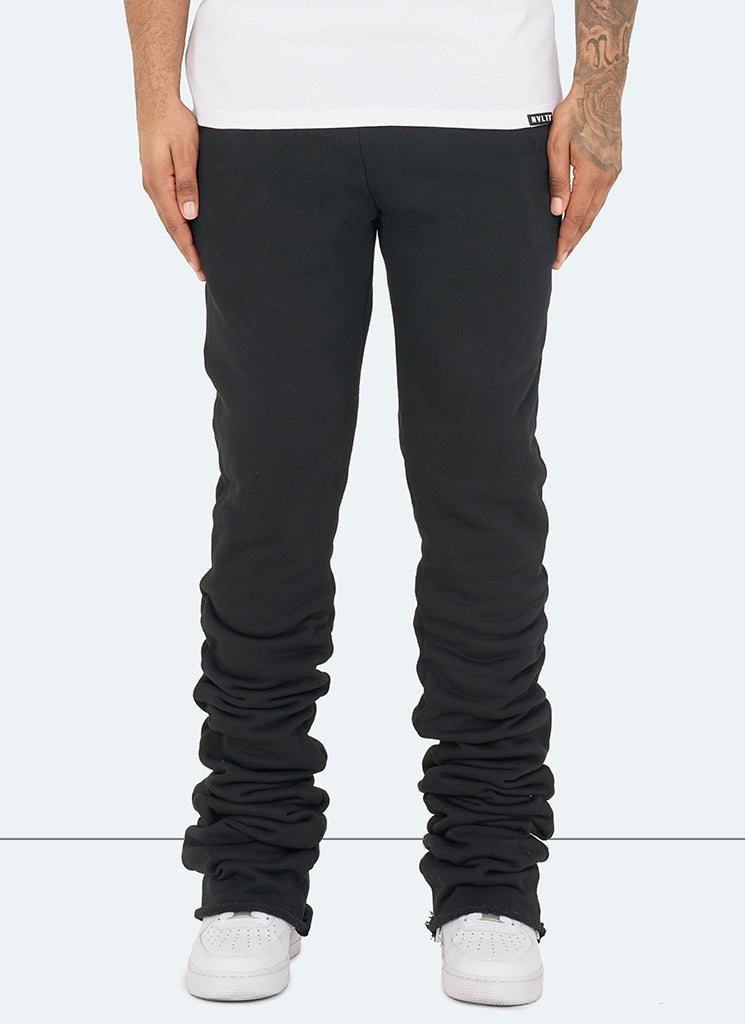 Pantalon de jogging vintage à imprimé empilé - Noir 