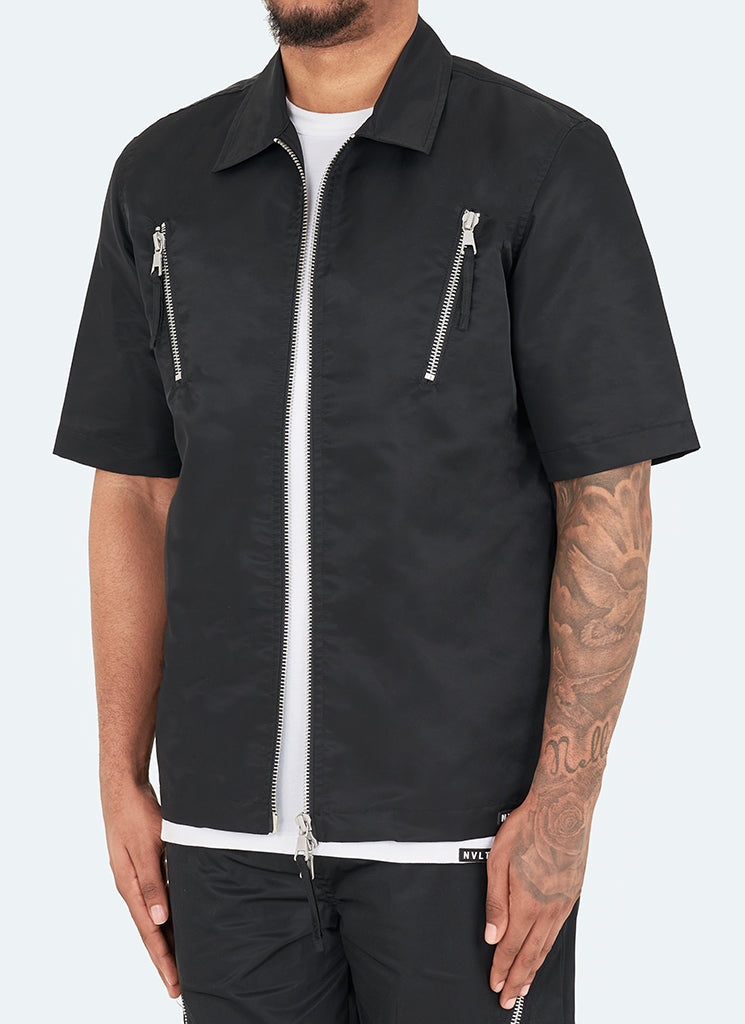 Chemise zippée en nylon - Noir
