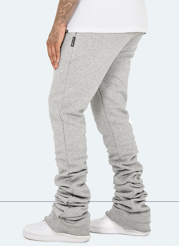 Pantalon de jogging vintage à imprimé empilé - Gris 